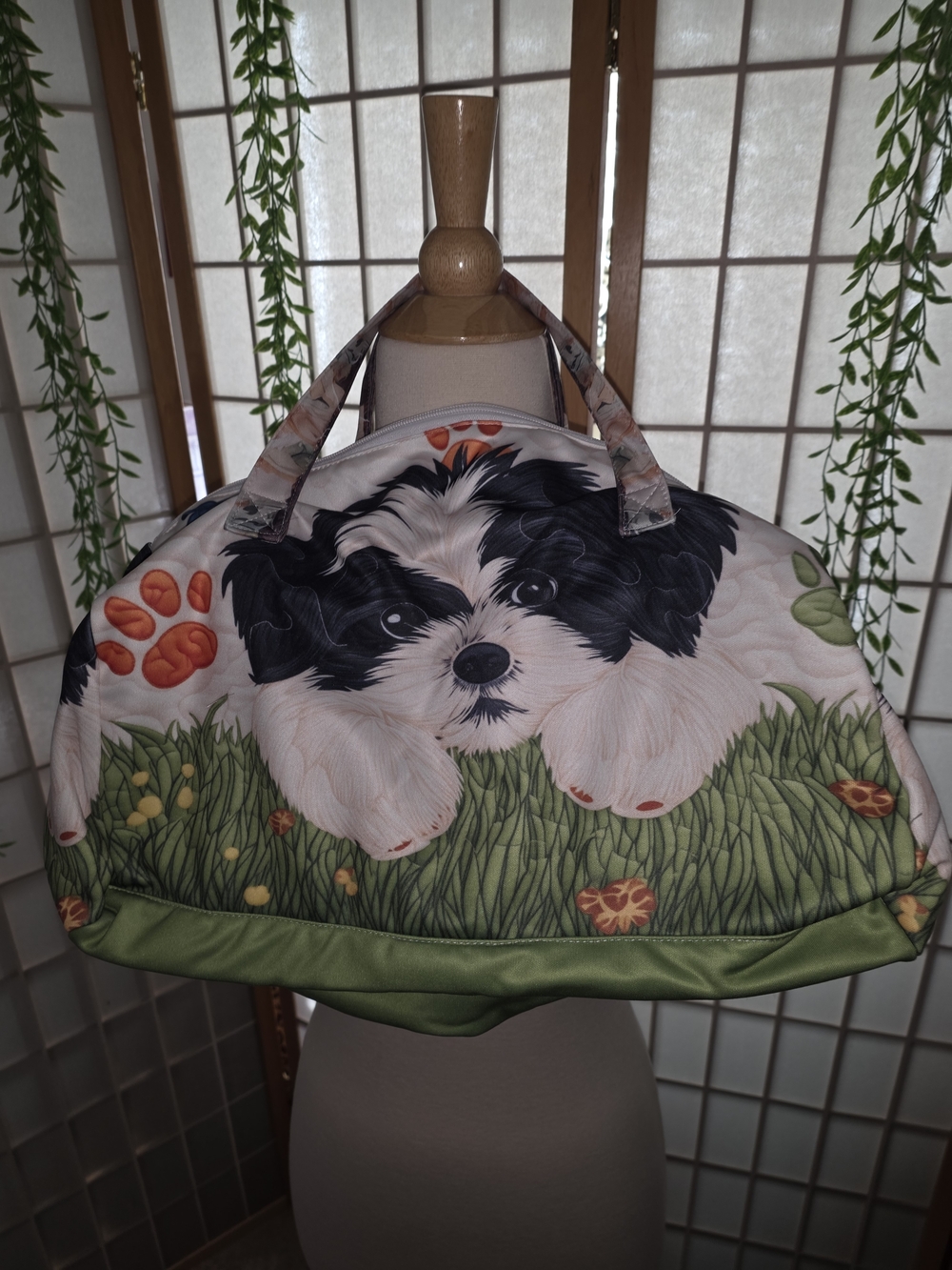 Duffle Bag  Tote with Black & White Puppy Print - Unbranded 16 Incheswide 9 Deep